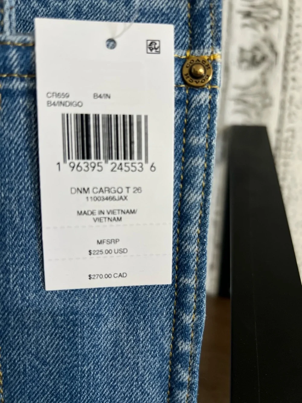 NWT Coach Denim Logo Tote Bag - Light Blue with Gold Hardware - Picture 5 of 8